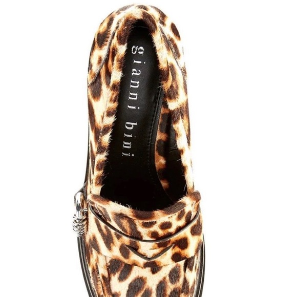 NEW Gianni Bini Maxxwelle Leopard Print Calf Hair Platform Shiloh Loafer Chunkys - Picture 7 of 7